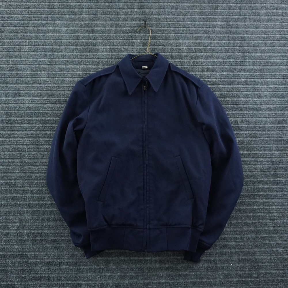 Neptune Garment Co Military Jacket Mens 36 Reg Navy Blue Poly Wool USAF Zip Up
